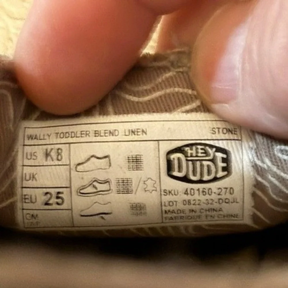Hey Dude Shoes Toddler 8 Grey Wally Toddler Blend Linen Loafer Stone 40160-270
